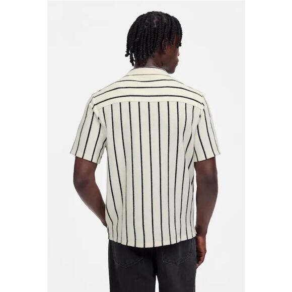 Madewell NWT Men’s Vintage Ivory Textured Stripe Knit Camp Collar Shirt size XL - Picture 8 of 9